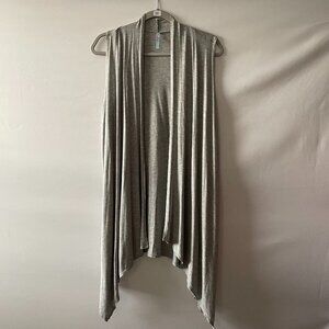Azules Womens Gray Open Front Asymmetric Waterfall Drape Vest Cardigan Size L